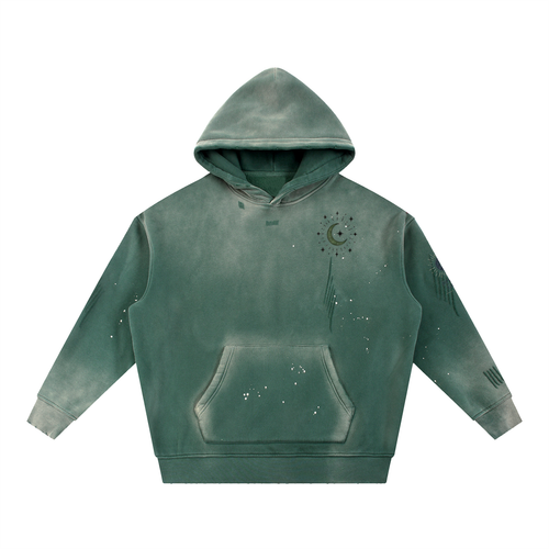 777 Angel Numbers Vintage Washed Frayed Fleece Hoodie - Divine Grit