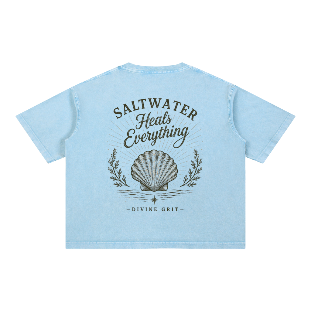 Saltwater Heals Everything T-Shirt - Mineral Wash Boxy Cotton Tee