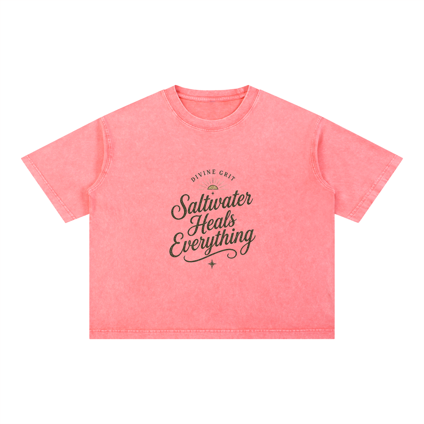 Saltwater Heals Everything T-Shirt - Mineral Wash Boxy Cotton Tee