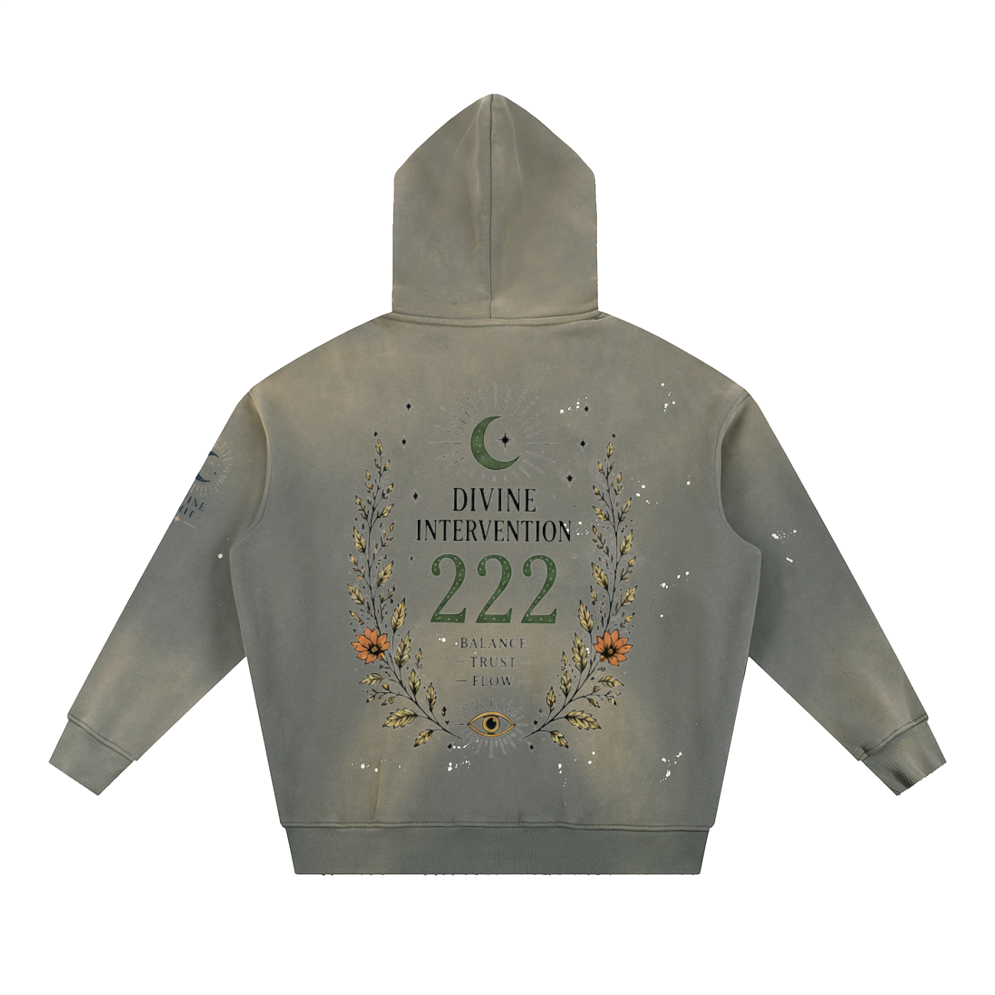 222 angel numberVintage Washed Frayed Fleece Hoodie - Divine Grit
