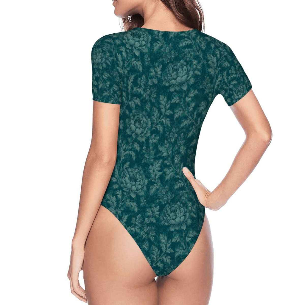 Floral Bloom Bodysuit — Women's Short Sleeve Stretch Bodysuit