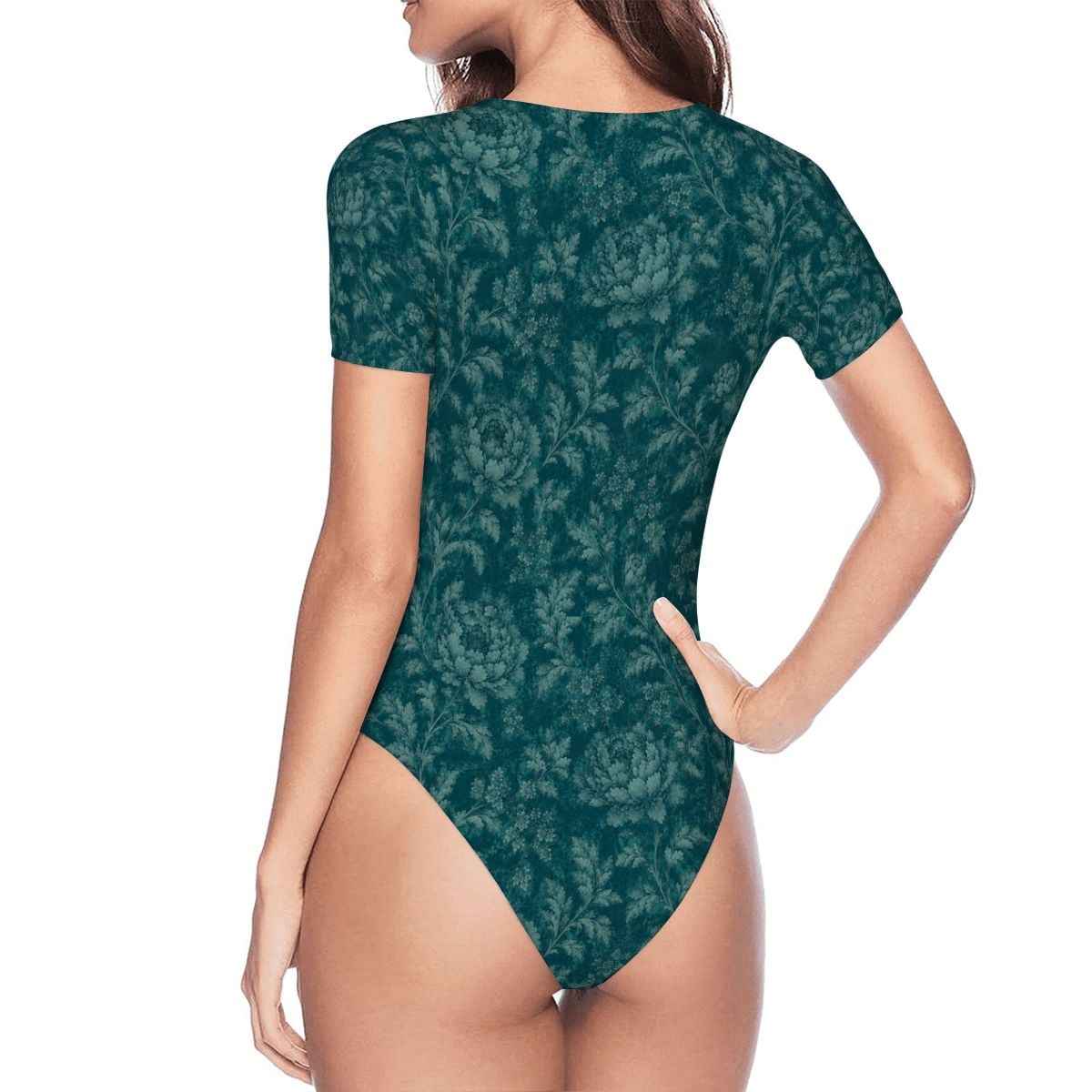 Floral Bloom Bodysuit — Women's Short Sleeve Stretch Bodysuit
