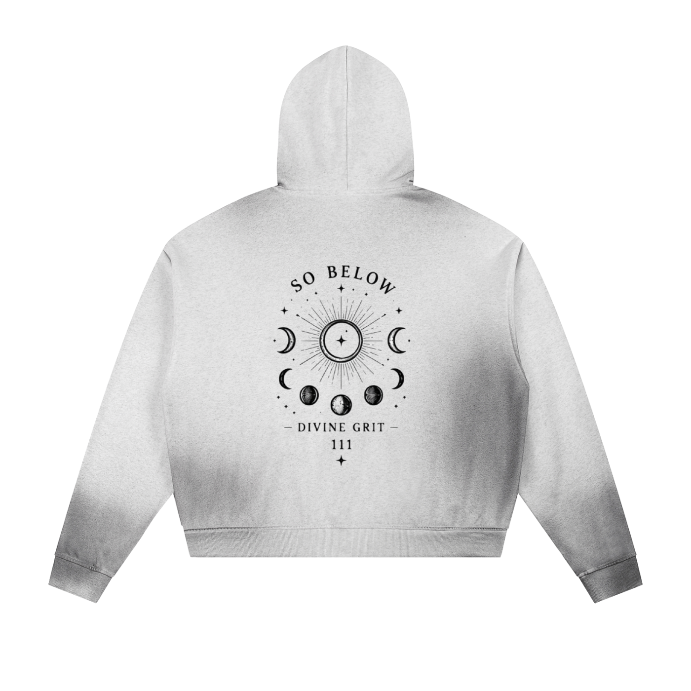 As Above So Below Sun Fade Frayed Hoodie - Raw Edge Fleece Zip Design