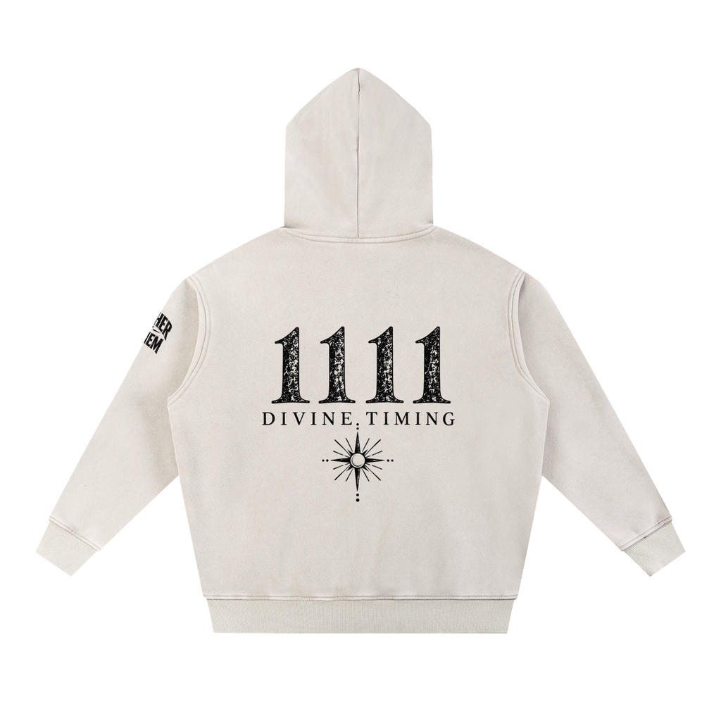Snow Wash Oversized Fleece Hoodie | Lake Blue & Apricot