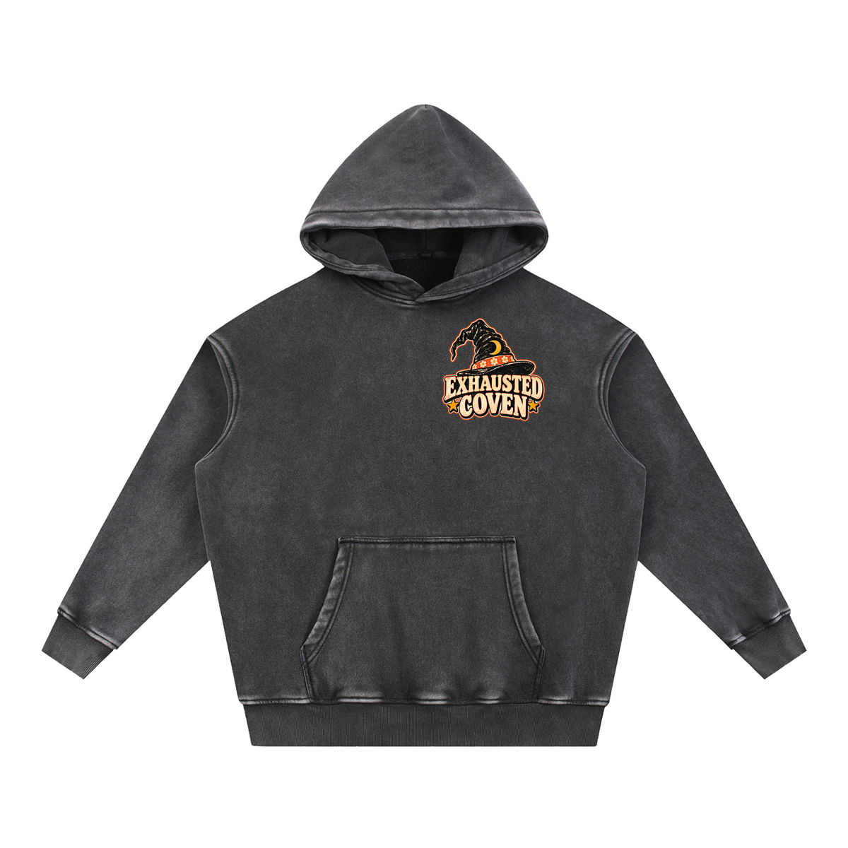 The Coven Is Late Again Halloween Hoodie | Oversized Snow Wash
