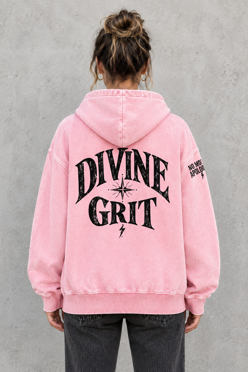 444 Protected Graphic Hoodie | Oversized Snow Wash Fleece