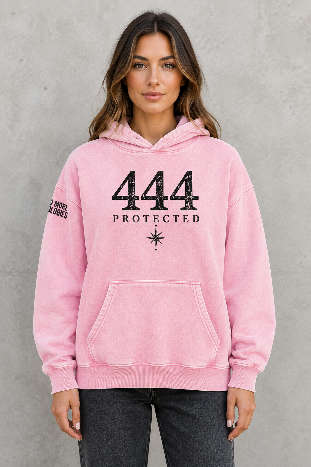 444 Protected Graphic Hoodie | Oversized Snow Wash Fleece