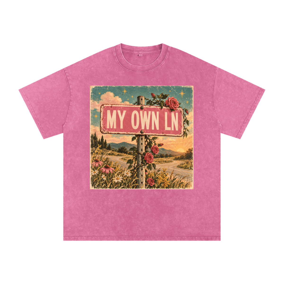 My Own Lane Oversized Graphic T-Shirt | Snow Wash Cotton