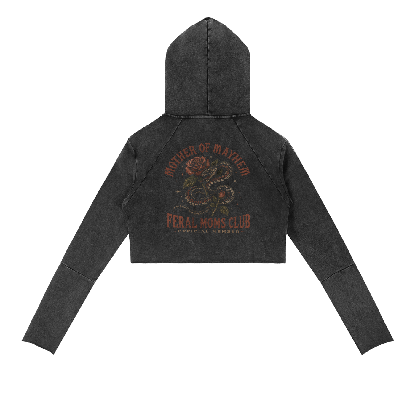 Mother of Mayhem Hoodie - Womens Vintage Washed Raw Edge Style
