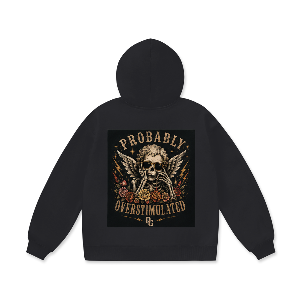 Overstimulated Oversized Fleece Hoodie for Ultimate Comfort - Divine Grit