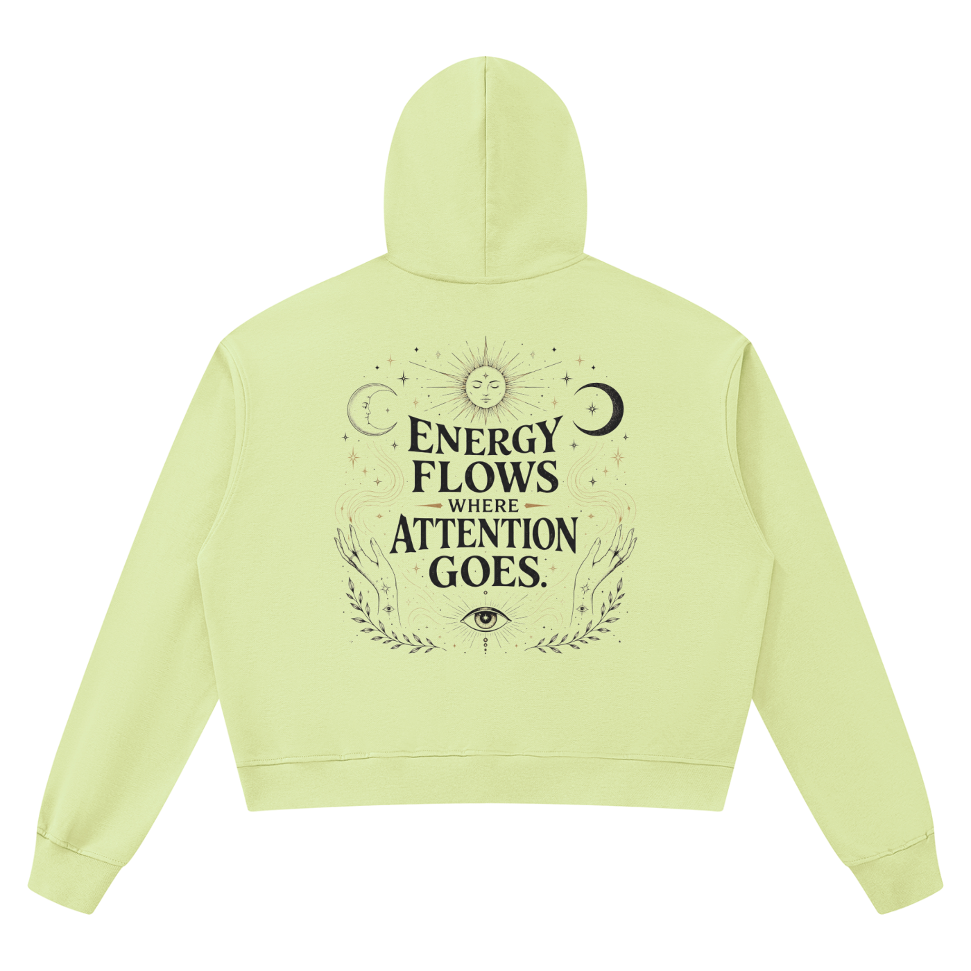 Energy and Attention — Unisex Boxy Raw Edge Crop Hoodie