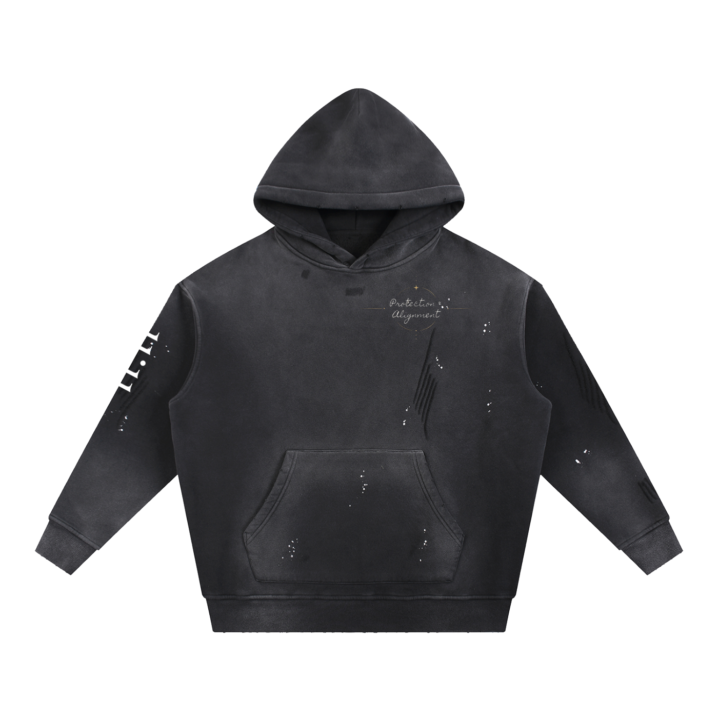 Divine Grit 1111 Vintage Washed Frayed Fleece Hoodie - Divine Grit