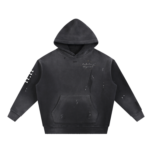 Divine Grit 1111 Vintage Washed Frayed Fleece Hoodie - Divine Grit
