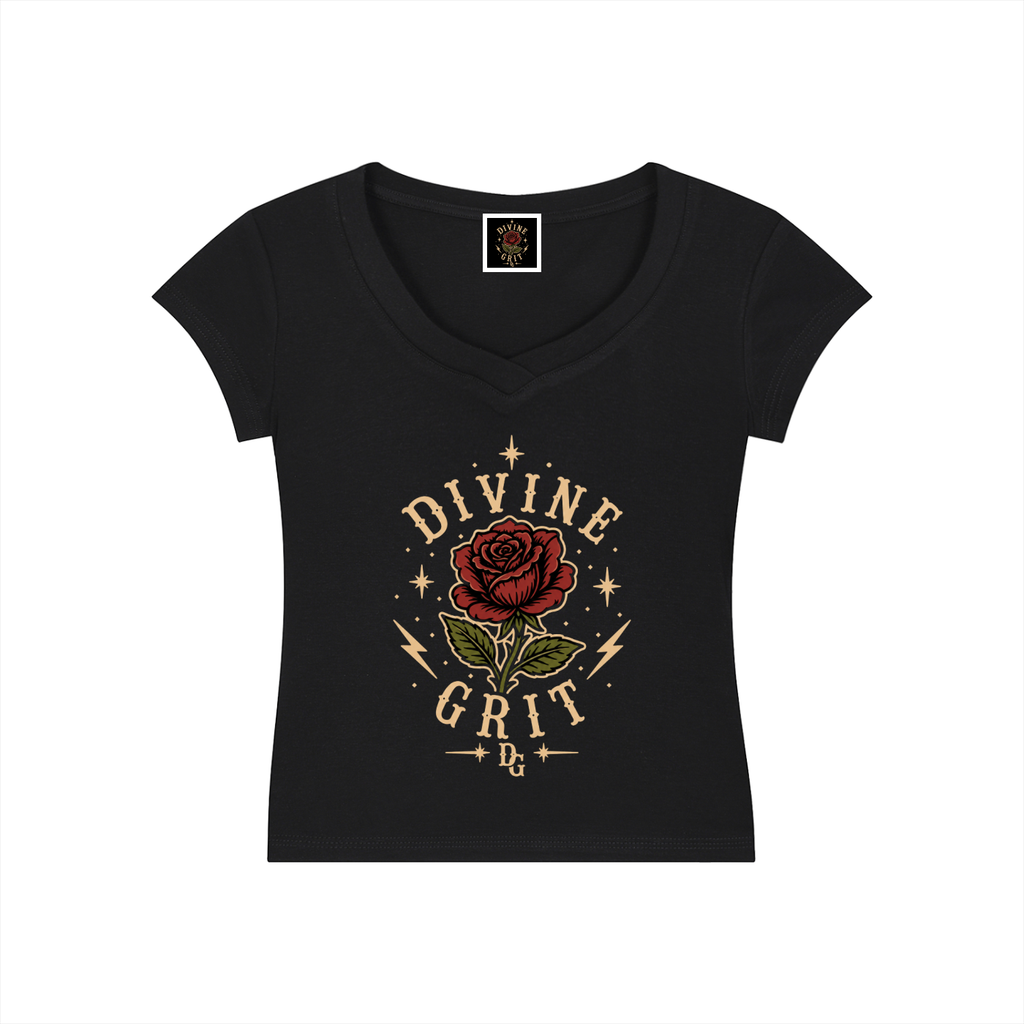 Essential V-Neck Bodycon T-Shirt - Divine Grit