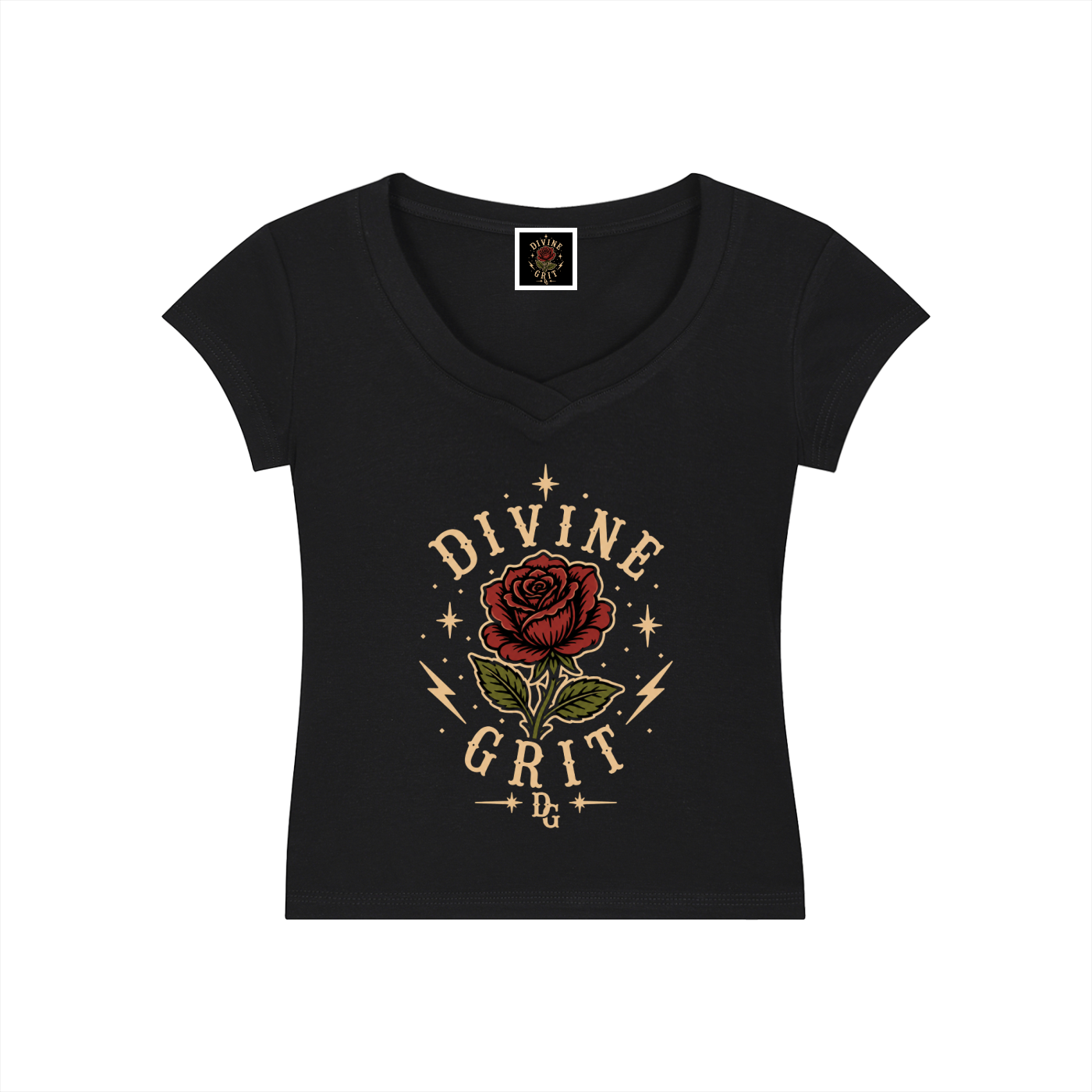 Essential V-Neck Bodycon T-Shirt - Divine Grit