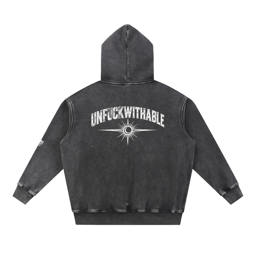 111 Alignment Unfuckwithable Oversized Hoodie | Washed Black