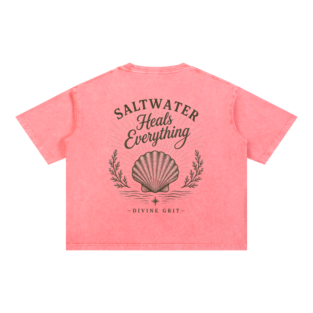 Saltwater Heals Everything T-Shirt - Mineral Wash Boxy Cotton Tee