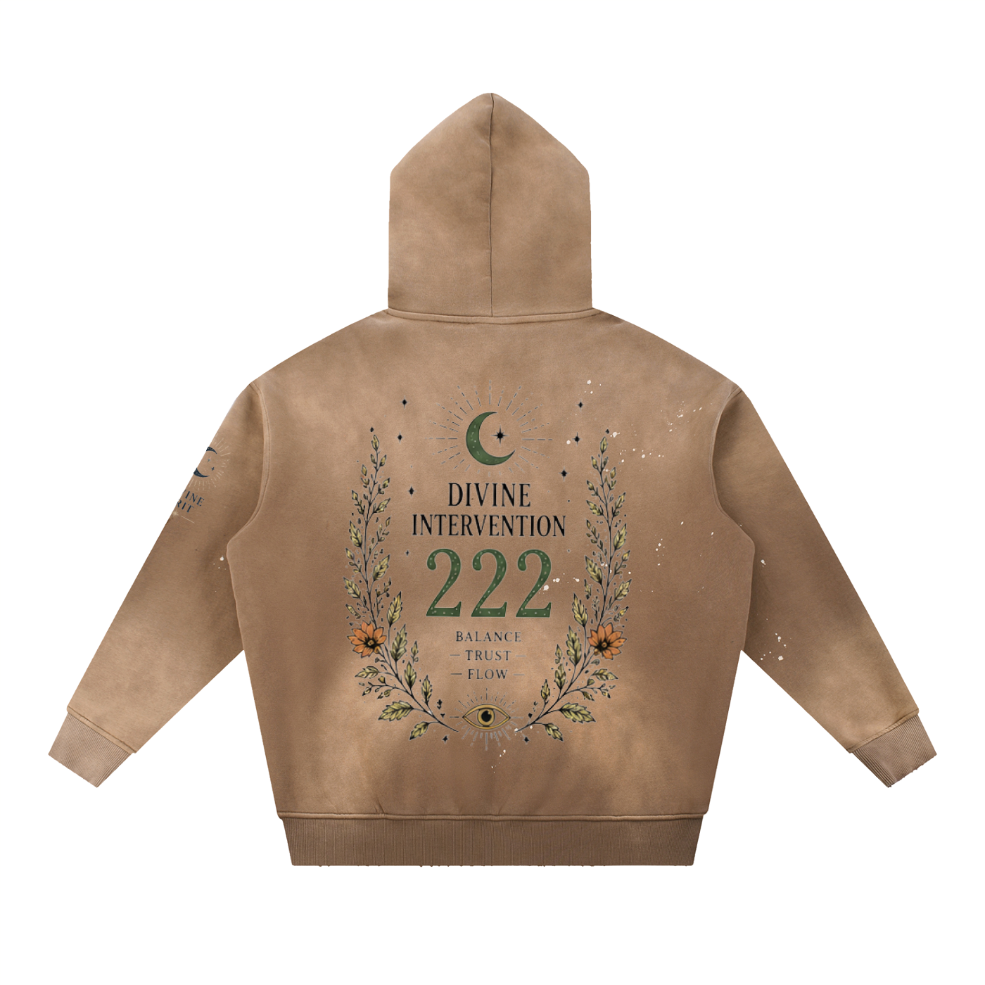 222 angel numberVintage Washed Frayed Fleece Hoodie - Divine Grit