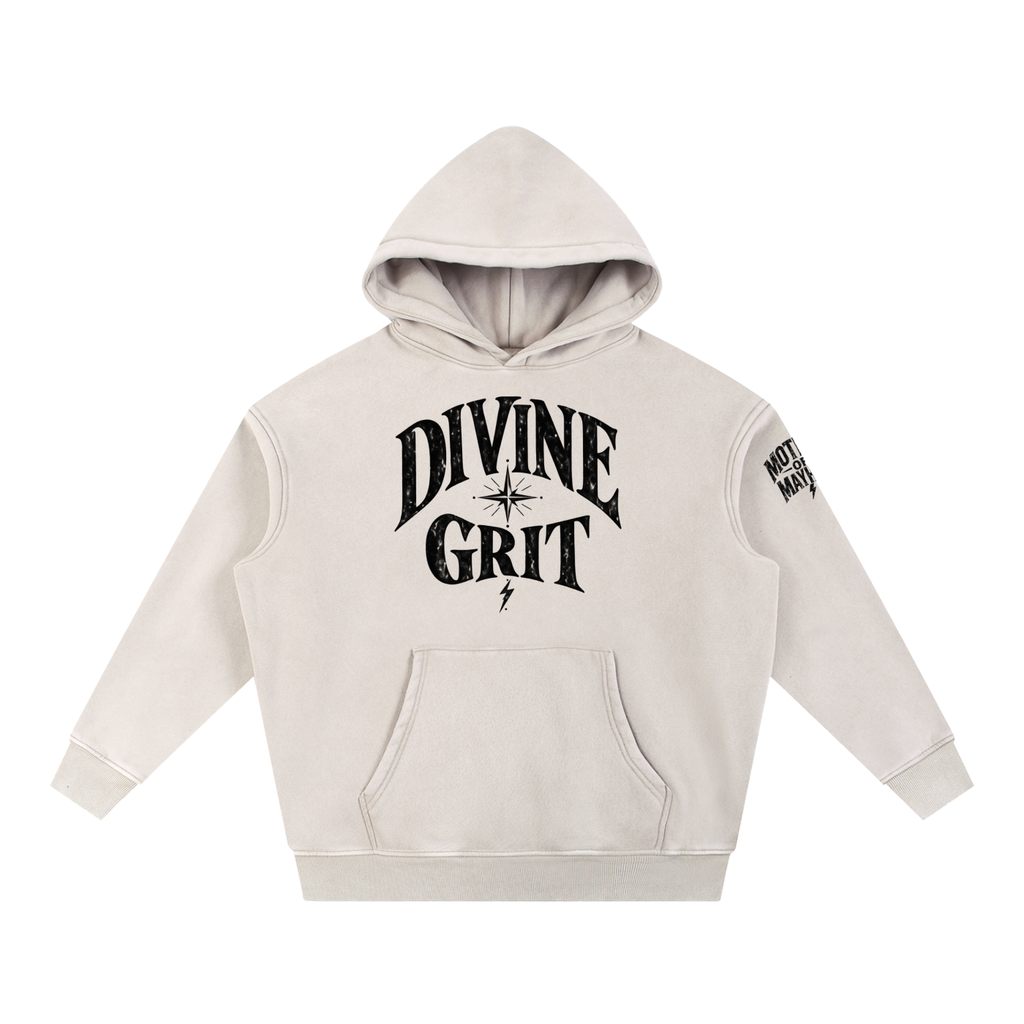 Snow Wash Oversized Fleece Hoodie | Lake Blue & Apricot