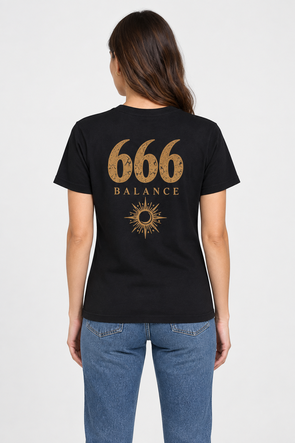 Back-view mockup of the 666 Balance tee