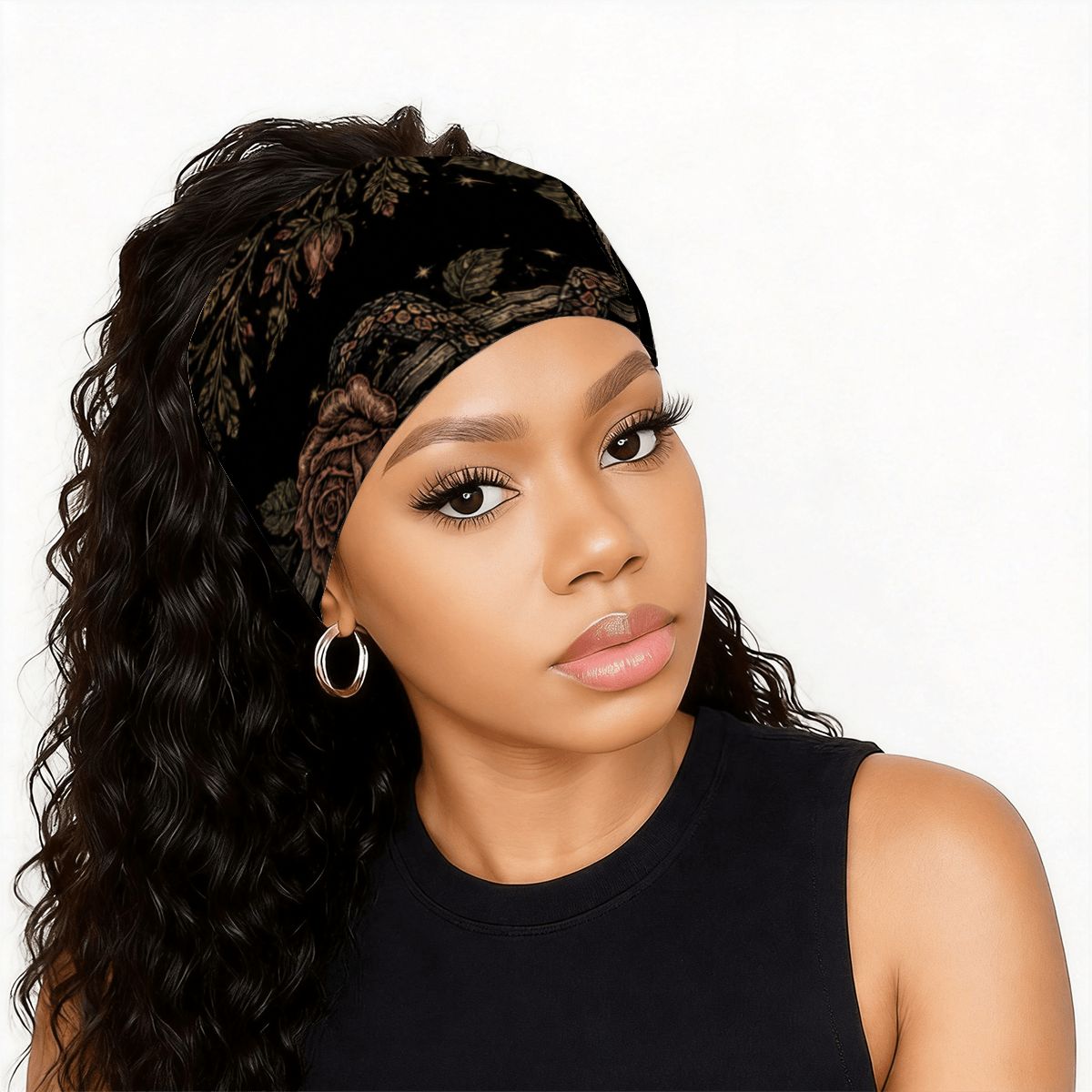 Boho Floral Wide Turban Headband