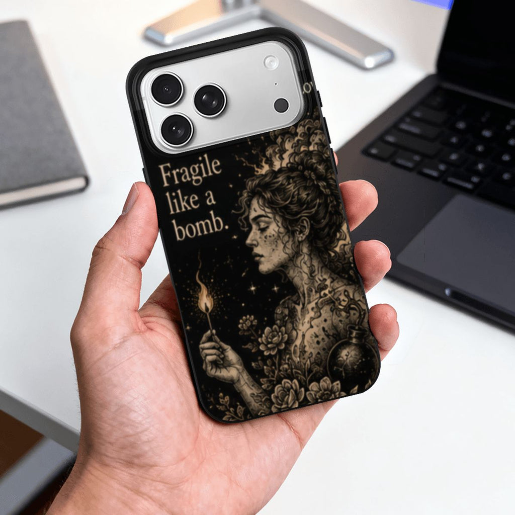 Fragile Like a Bomb iPhone 17 Pro Max Case – Dark Feminine Phone Case