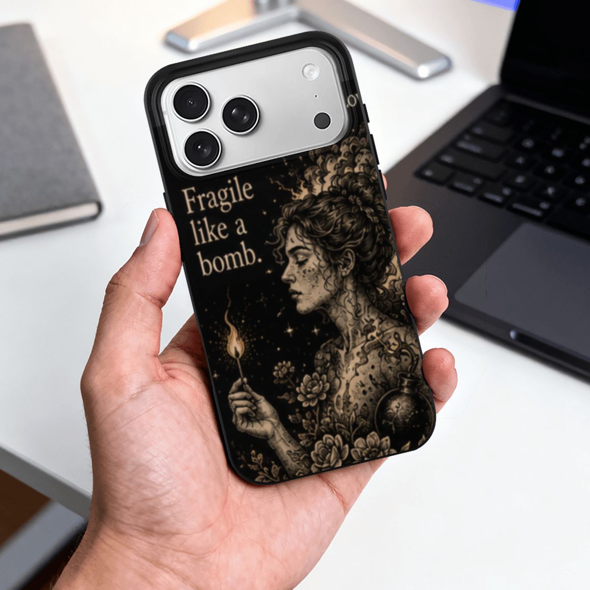 Fragile Like a Bomb iPhone 17 Pro Max Case – Dark Feminine Phone Case