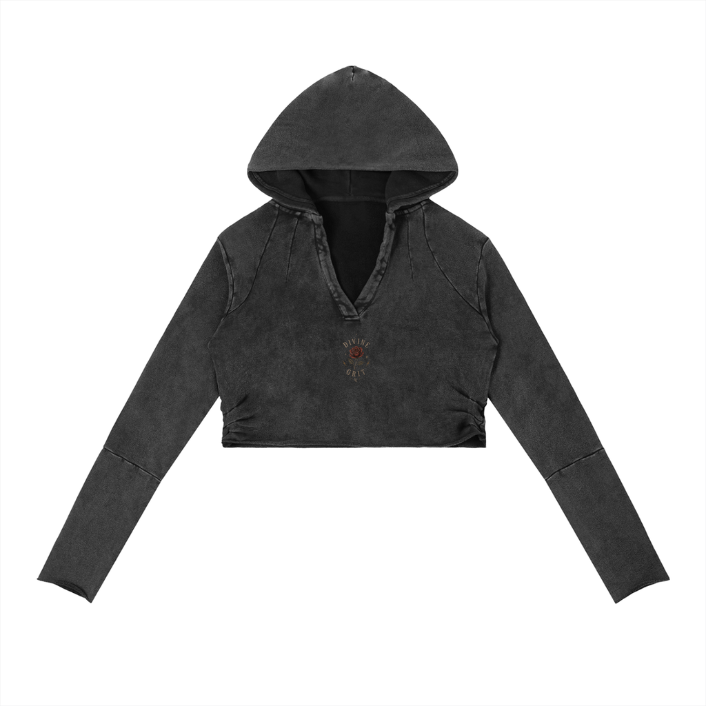 Mother of Mayhem Hoodie - Vintage Washed Cropped Style for Bold Fashion - Divine Grit