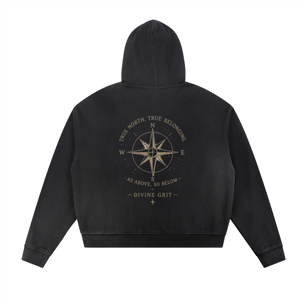 Direction Sun Fade Frayed Fleece Zip Hoodie - Divine Grit