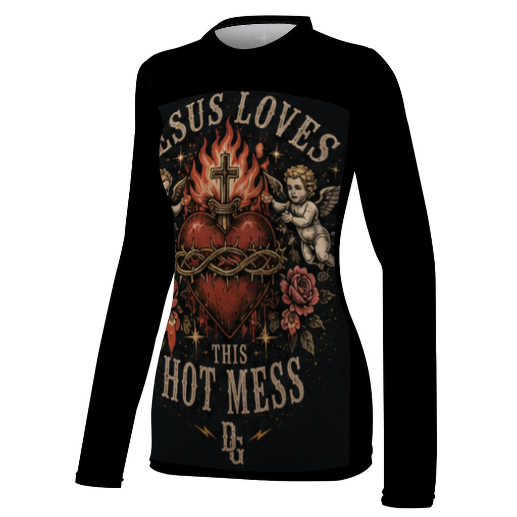Jesus Loves This Hot Mess – Women's Sun Shirt