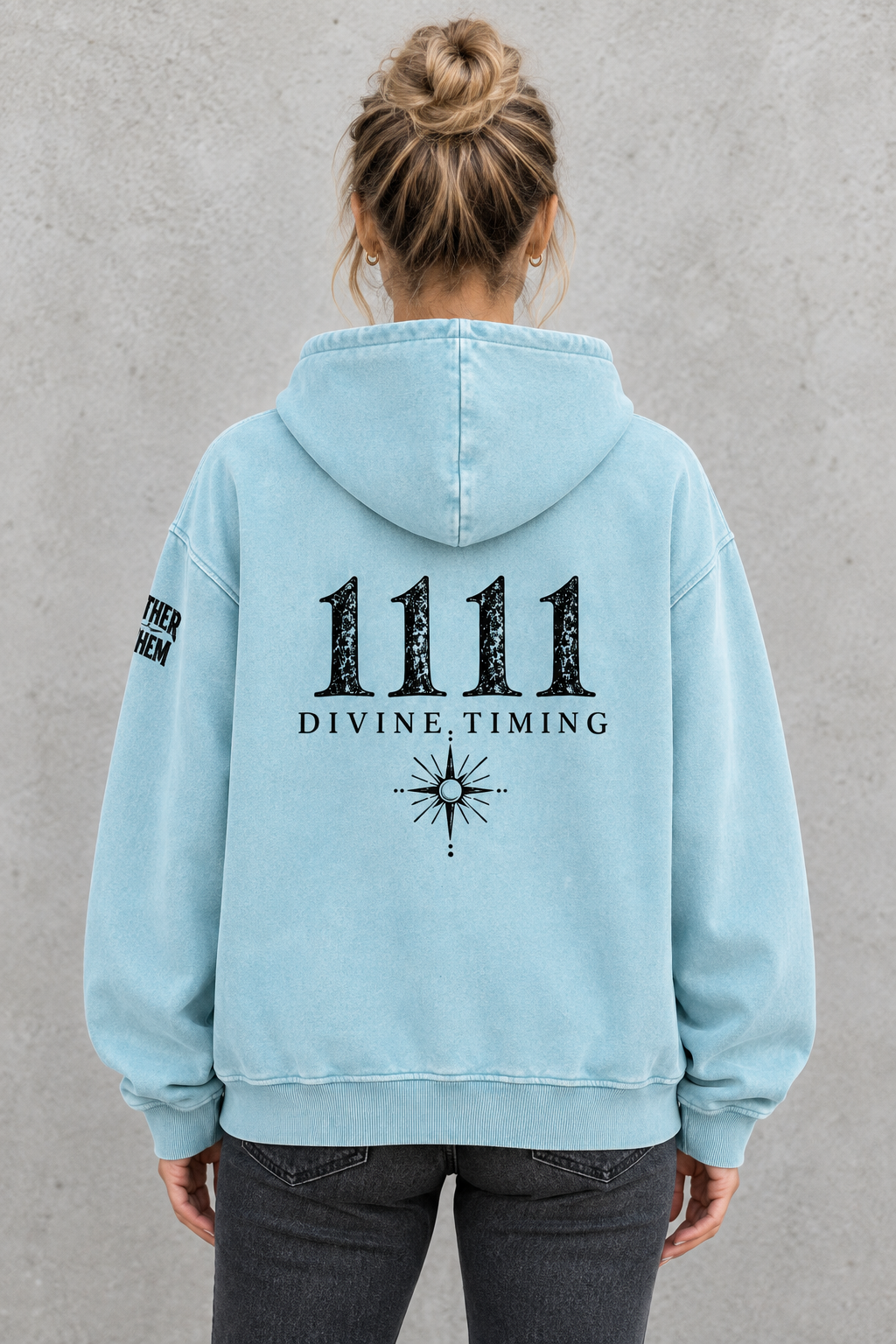 Divine Grit 1111 Divine Timing Graphic Hoodie | Oversized Snow Wash