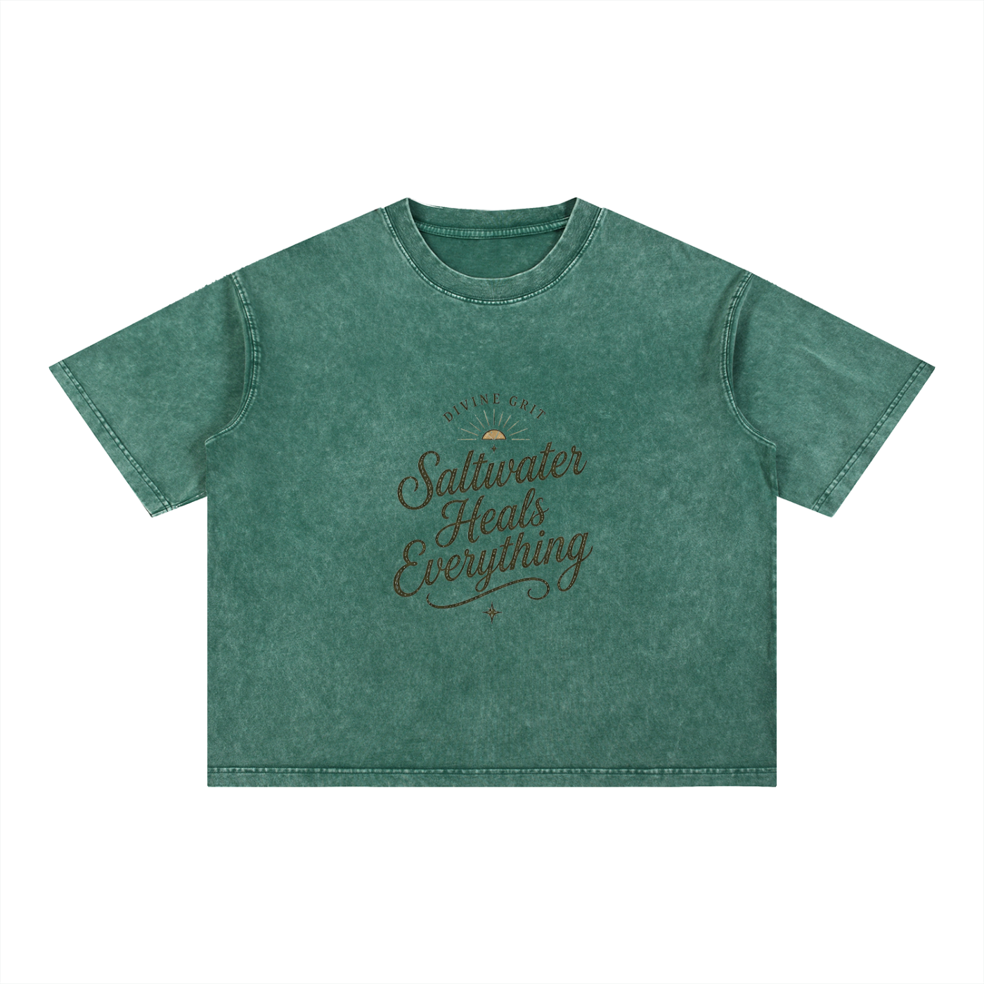 Saltwater Heals Everything T-Shirt - Mineral Wash Boxy Cotton Tee