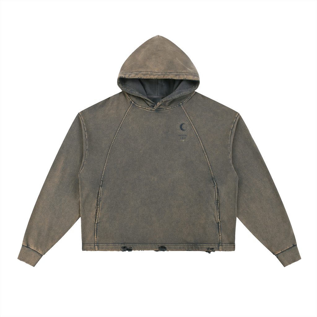Starting to Connect Vintage Washed Frayed-Hem Hoodie - Divine Grit