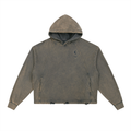 Starting to Connect Vintage Washed Frayed-Hem Hoodie - Divine Grit