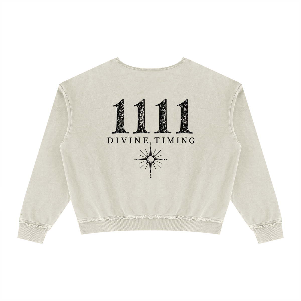 1111 Divine Timing Khaki Vintage Wash Crewneck Sweatshirt