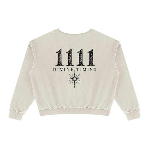 1111 Divine Timing Khaki Vintage Wash Crewneck Sweatshirt