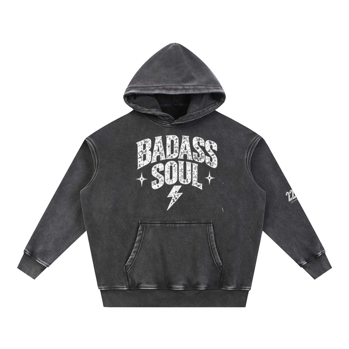 Badass Soul Oversized Graphic Hoodie | Washed Black