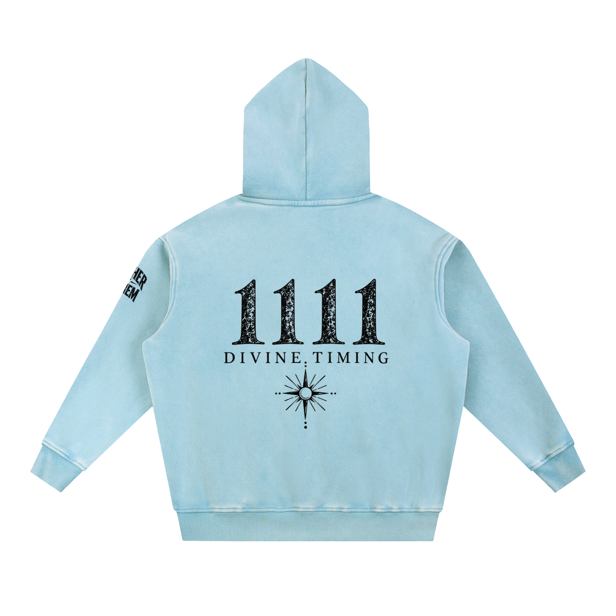 Snow Wash Oversized Fleece Hoodie | Lake Blue & Apricot