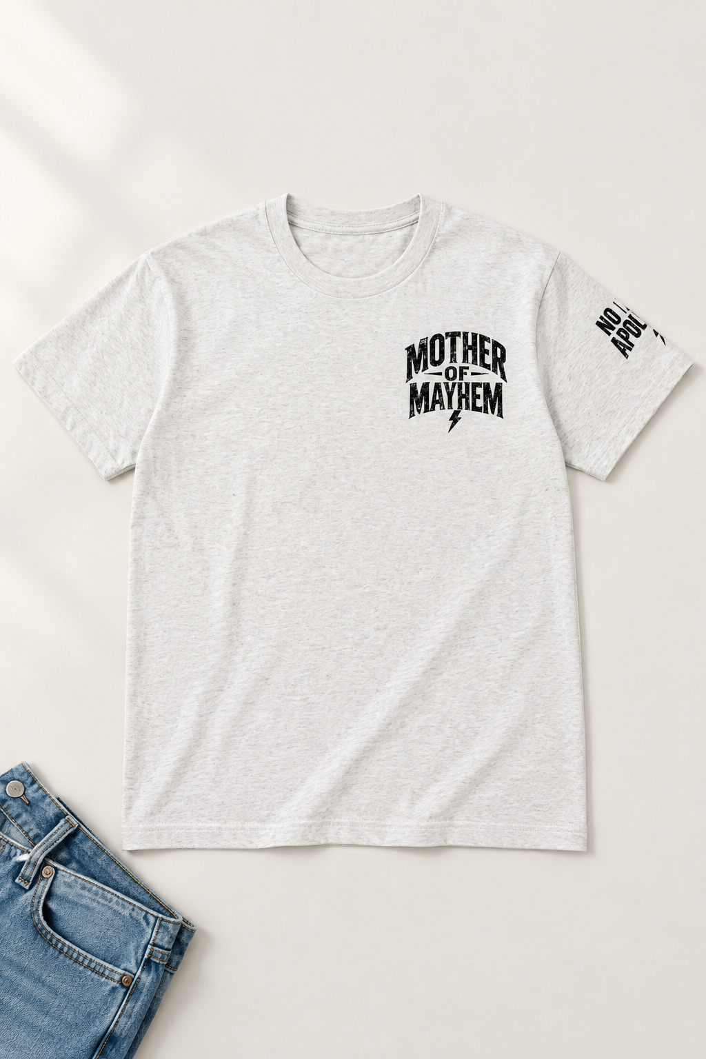 Flower Gray tee flat-lay mockup