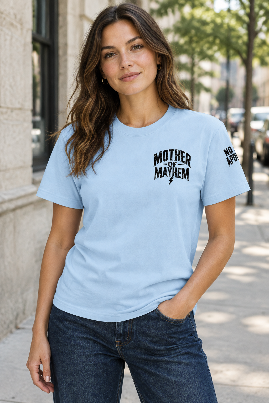 Sky Blue tee lifestyle mockup